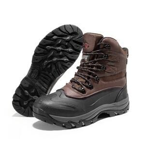 NORTIV8 Snow Boots Insulated Waterproof Winter Ski Outdoor Brown Hiking Mens 8.5